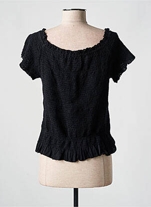 Top țesătură jersey mâneci scurte negru ICONIQUE femeie
