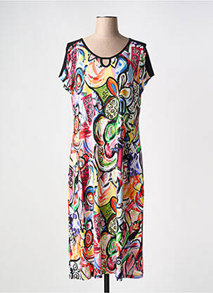 Rochie midi imprimeu floral mâneci scurte negru MASSANA femeie