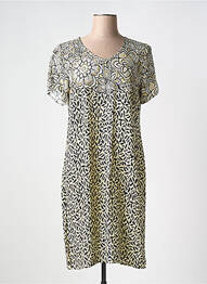 Rochie midi imprimeu floral mâneci scurte bej MASSANA femeie