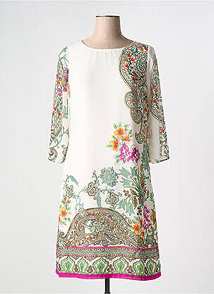 Rochie midi imprimeu floral mâneci 3/4 bej NIZA femeie