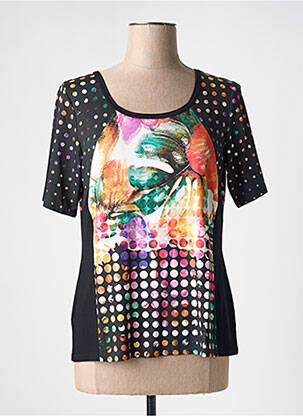 Tricou imprimeu fantezie mâneci scurte negru TELMAIL femeie