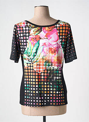 Tricou imprimeu fantezie mâneci scurte negru TELMAIL femeie