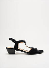 Sandale/pantofi decupați țesătură satinată toc de 4 la 6 cm negru SWEET femme