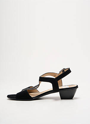 Sandale/pantofi decupați țesătură satinată toc de 4 la 6 cm negru SWEET femme