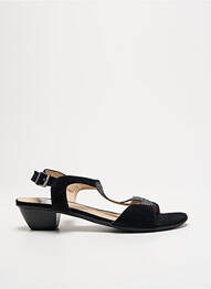 Sandale/pantofi decupați țesătură satinată toc de 4 la 6 cm negru SWEET femme