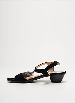 Sandale/pantofi decupați țesătură satinată toc de 4 la 6 cm negru SWEET femeie