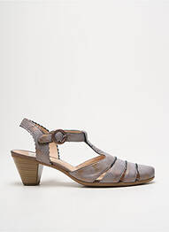 Sandale/pantofi decupați material neted toc de 4 la 6 cm gri SWEET femme