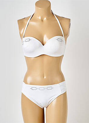 Costum de baie din două piese elasticitate top sutien modelat alb ANTIGEL femeie