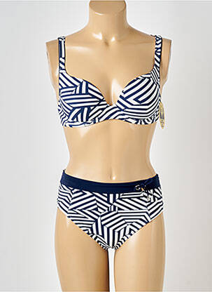 Costum de baie din două piese elasticitate top sutien modelat albastru LIDEA femeie
