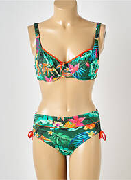 Costum de baie din două piese elasticitate sutien balconet cu decolteu înalt verde SUN PLAYA femme
