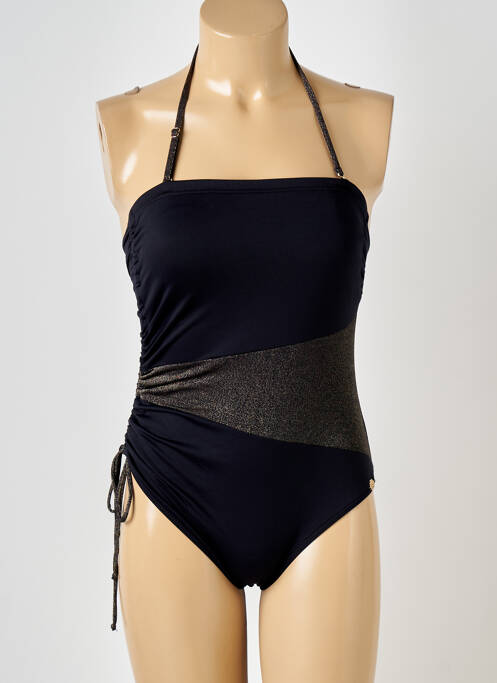 Costum de baie dintr-o singură piesă efect material satinat top sutien modelat negru SUN PLAYA femme