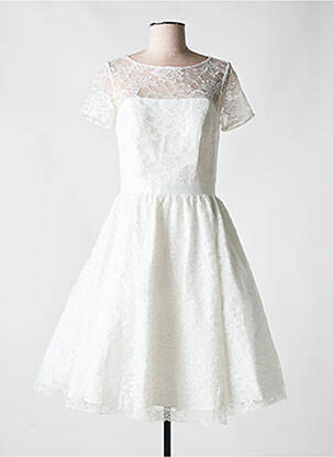 Rochie midi mâneci scurte mâneci scurte alb FASHION NEW YORK femeie