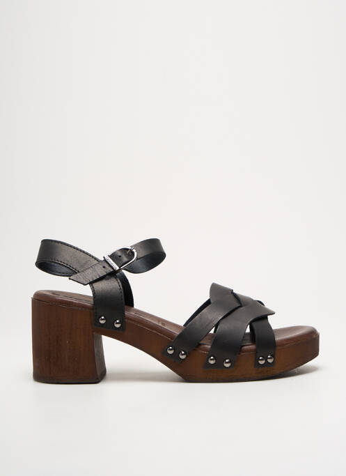 Sandale/pantofi decupați semi compensat toc de 7 la 9 cm negru TAMARIS femme