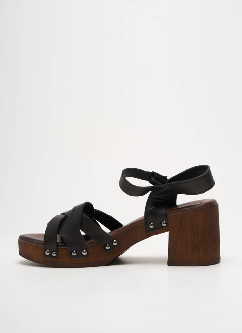 Sandale/pantofi decupați semi compensat toc de 7 la 9 cm negru TAMARIS femme