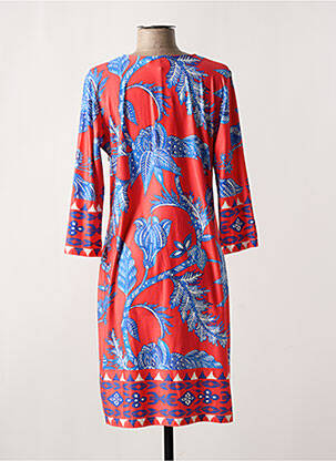 Rochie midi imprimeu floral mâneci 3/4 portocaliu MALVIN femeie