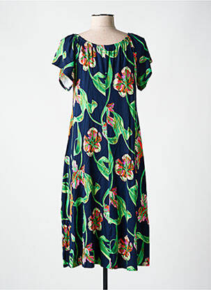 Rochie midi imprimeu floral mâneci scurte albastru AN II VITO femeie