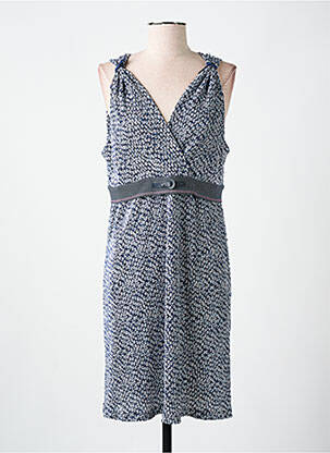 Rochie midi imprimeu floral fără mâneci albastru LO! LES FILLES femeie