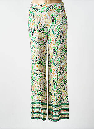 Pantalon drept țesătură crep talie înaltă verde YEST femeie