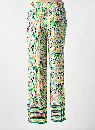 Pantalon drept țesătură crep talie înaltă verde YEST femeie