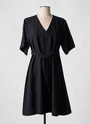 Rochie midi țesătură crep mâneci scurte negru PAKO LITTO femeie