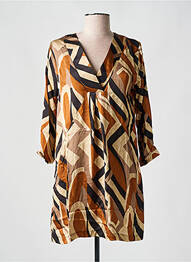 Rochie scurtă mâneci 3/4 mâneci 3/4 maro PAKO LITTO femme