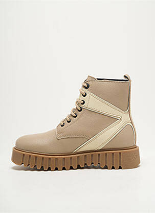 Botine/ghete material neted toc de 4 la 6 cm bej KICKERS femeie