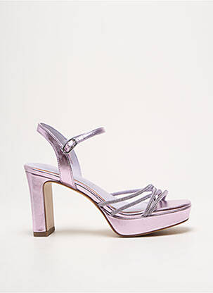 Sandale/pantofi decupați țesătură satinată toc de 7 la 9 cm violet TAMARIS femeie