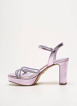 Sandale/pantofi decupați țesătură satinată toc de 7 la 9 cm violet TAMARIS femeie