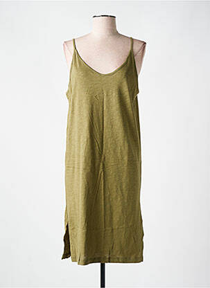 Rochie midi guler în v bretele subțiri verde LAZY & COSY femeie