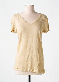 Tricou guler în v mâneci scurte bej LAZY & COSY femme