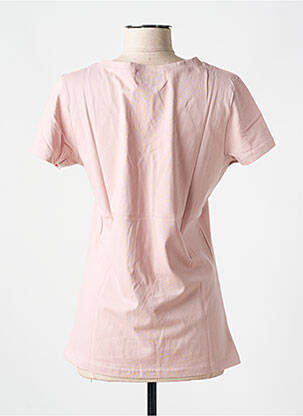 Tricou guler în v mâneci scurte roz LAZY & COSY femeie