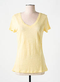 Tricou guler în v mâneci scurte galben BLEU MARIN femme