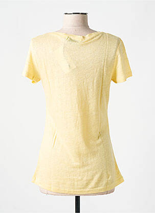 Tricou guler în v mâneci scurte galben BLEU MARIN femeie