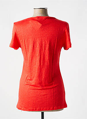 Tricou guler în v mâneci scurte portocaliu LAZY & COSY femeie
