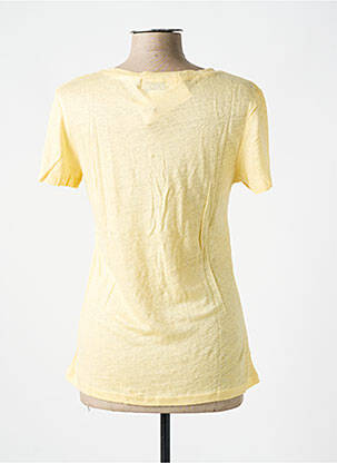 Tricou guler în v mâneci scurte galben BLEU MARIN femeie