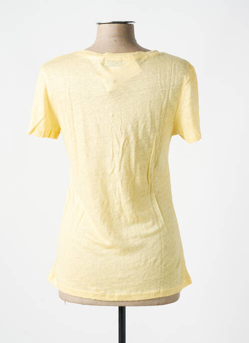 Tricou guler în v mâneci scurte galben BLEU MARIN femme