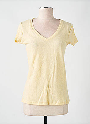 Tricou guler în v mâneci scurte galben LAZY & COSY femeie