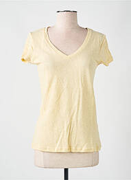 Tricou guler în v mâneci scurte galben LAZY & COSY femme