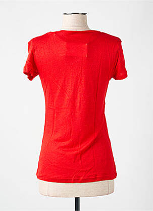 Tricou guler în v mâneci scurte roșu LAZY & COSY femeie