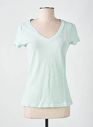 Tricou guler în v mâneci scurte albastru LAZY & COSY femeie
