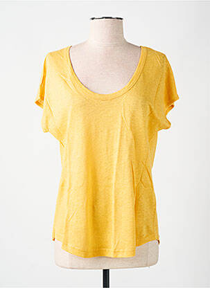 Tricou guler rotund mâneci scurte galben LAZY & COSY femeie