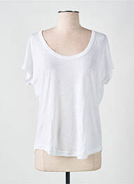 Tricou guler rotund mâneci scurte alb LAZY & COSY femme