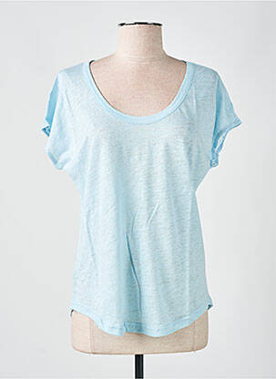 Tricou guler rotund mâneci scurte albastru LAZY & COSY femeie