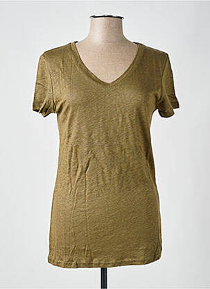 Tricou guler în v mâneci scurte verde LAZY & COSY femeie