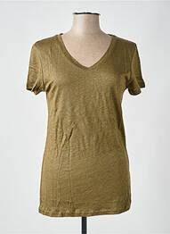 Tricou guler în v mâneci scurte verde LAZY & COSY femeie