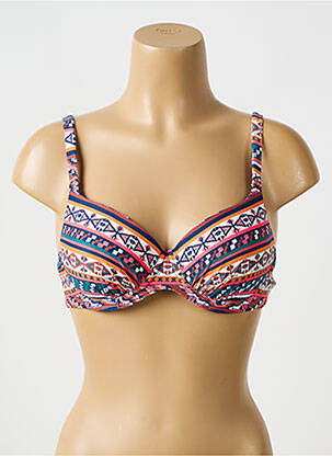 Sutien de costum de baie bretele elastice reglabile sutien balconet cu decolteu înalt albastru OLYMPIA femeie