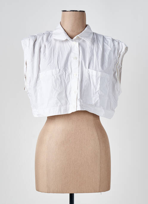 Cămașă țesătură poplin fără mâneci alb ZARA femme