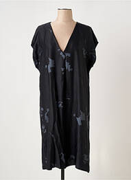 Rochie midi imprimeu fantezie mâneci scurte negru LAUREN VIDAL femme