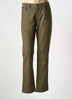 Pantalon slim elasticitate mărime normală verde QUATRE VINGT JOURS femeie