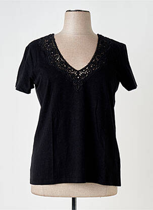 Tricou guler în v mâneci scurte negru 7 SEASONS femeie